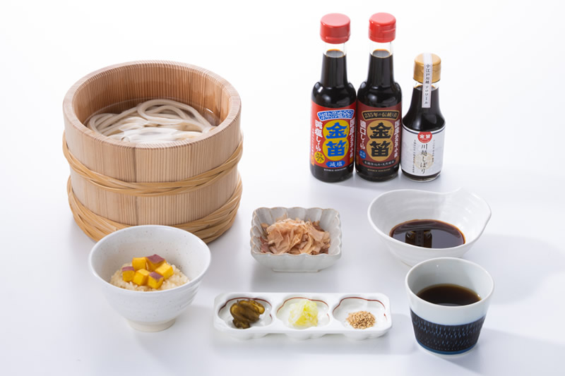 金笛秋御膳~木桶釜揚げうどんとさつまいもご飯~